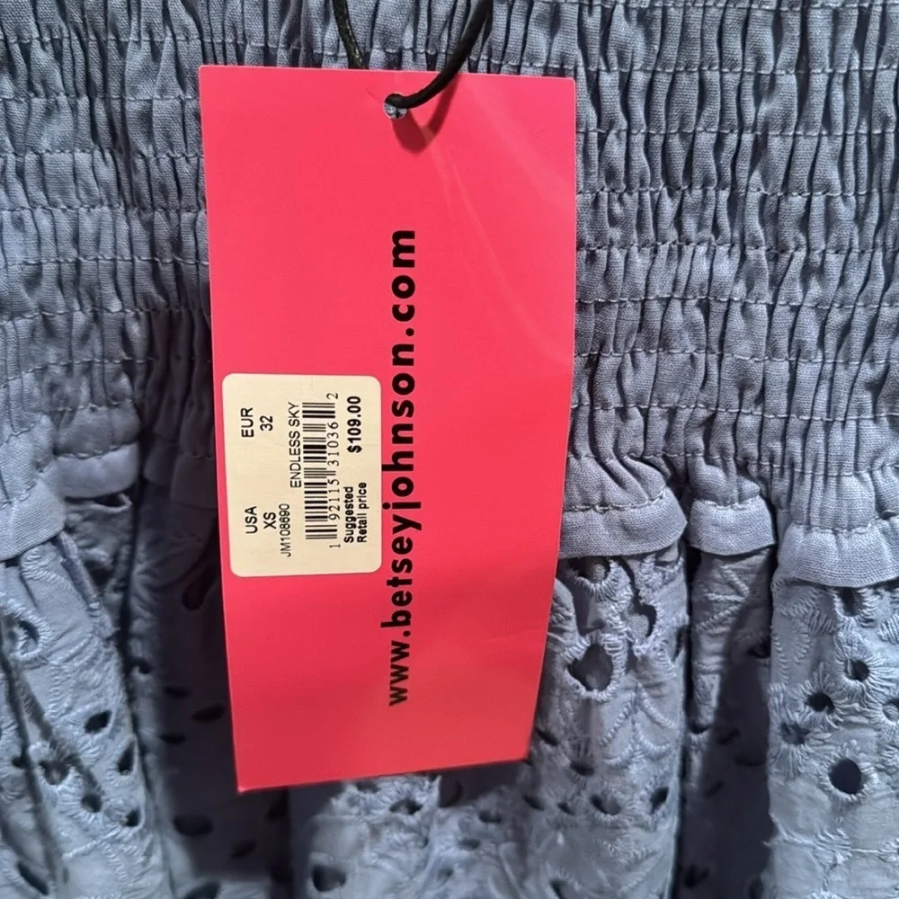 NWT Betsey Johnson Blue Eyelet Casual Dress Junior XS
